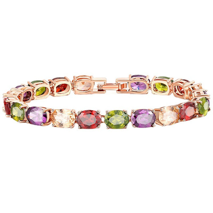 Wholesale Bracelet Copper Jewelry Crystal Colorful Bracelet Rose Gold Colorful Bracelet Zircon Bracelet