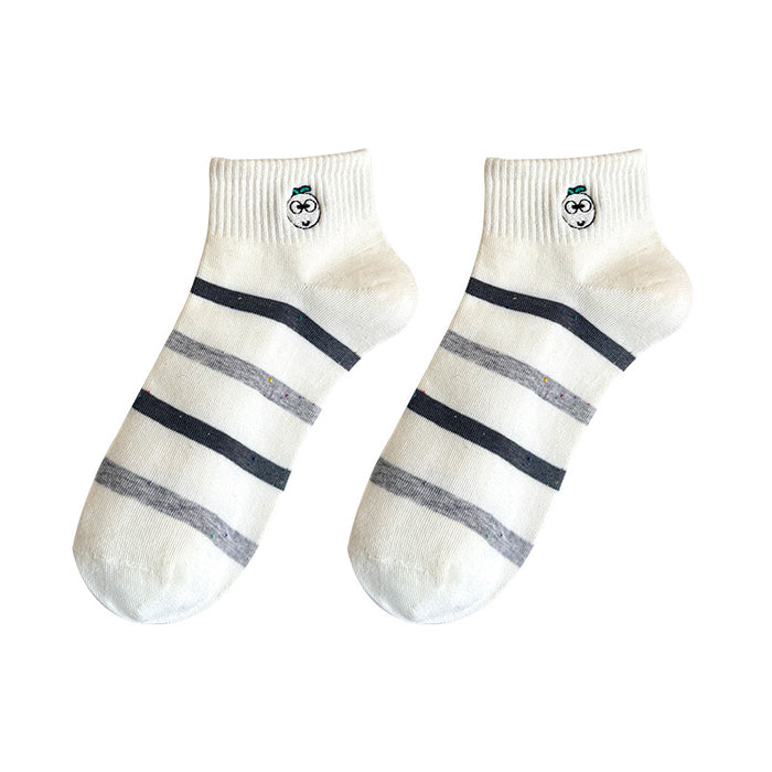 Wholesale New socks, boat socks, low cut, sweat absorbing, striped, thin, cute short tube socks