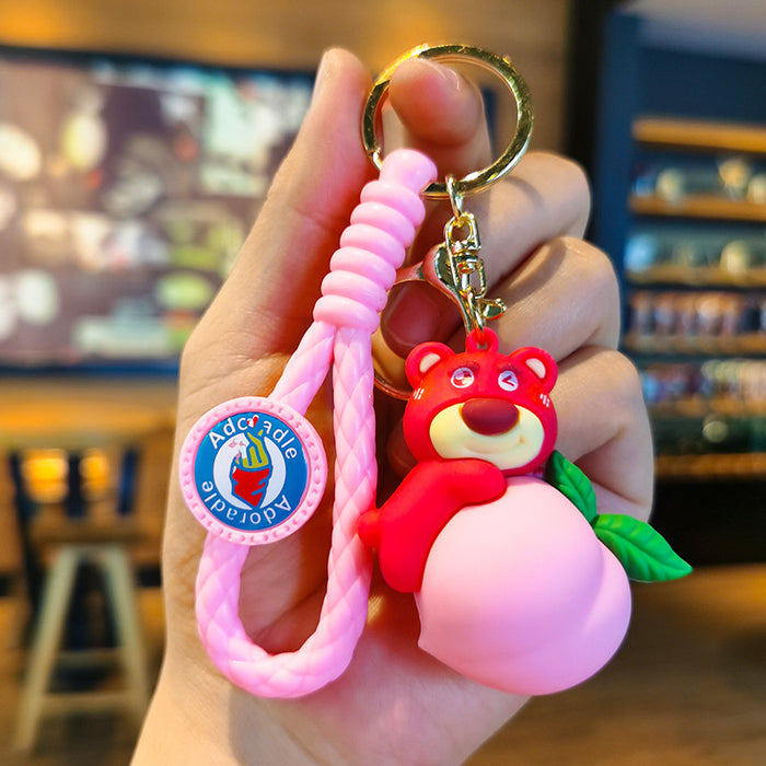 Wholesale Rubber Cartoon Rabbit Doll Three-Dimensional Keychain JDC-KC-Tingm102