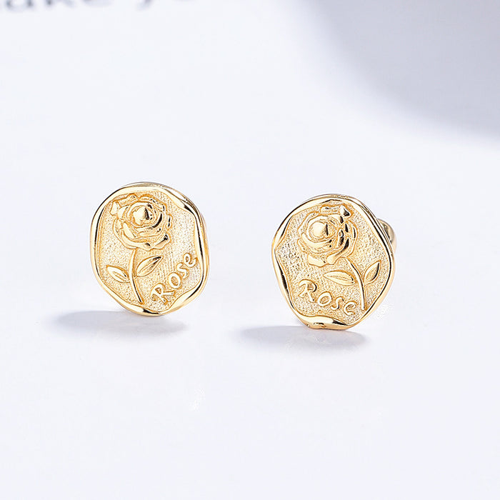 Wholesale Pure silver rose earrings, sweet ear bone studs, fashionable and elegant ear accessories