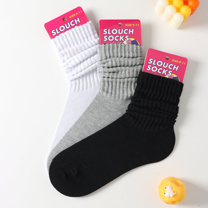 Wholesale Women's solid color socks, mid tube socks, pile socks