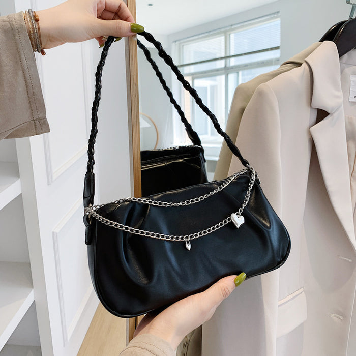 Wholesale Cloud niche design, pleated shoulder bag, crossbody, high-end feel, chain woven handbag