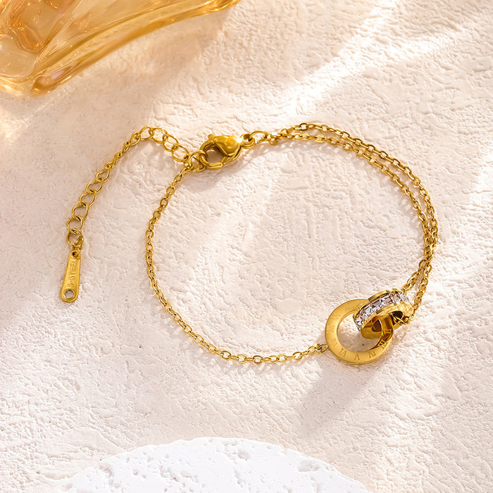 Wholesale Roman Numeral Diamond Titanium Steel Ladies choker necklace Earrings Bracelet set