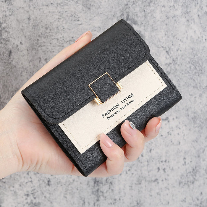 Wholesale Light Pink PU Folding Wallet Korean Style Solid Color Rivet Resale MOQ≥3