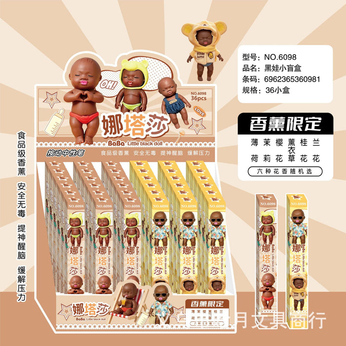 Wholesale small black doll signed pen retractable gel pen
