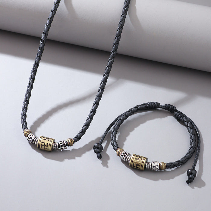 Wholesale Metal Pendant Braided Wax Cord Adjustable Bracelet JDC-BT-QiN011