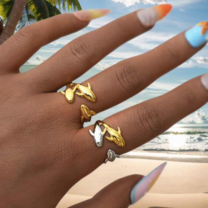 Wholesale Jewelry Stainless Steel Marine Animal Open Ring Summer