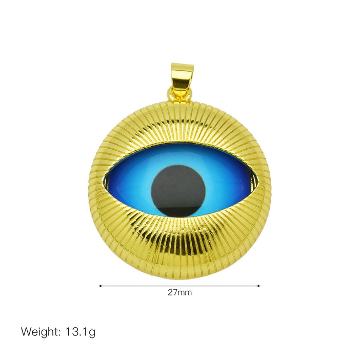 Wholesale Striped heart-shaped love heart eye devil eye copper gold-plated necklace pendant jewelry pendant