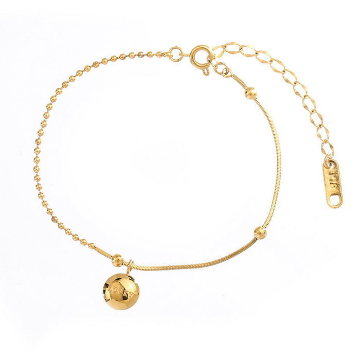 Wholesale Little Golden Bean Lucky Titanium Steel Anklet