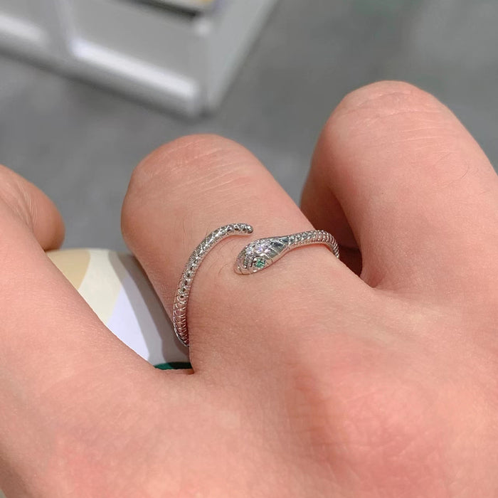 Wholesale Green-eyed snake snake ring female opening adjustable delicate ring
