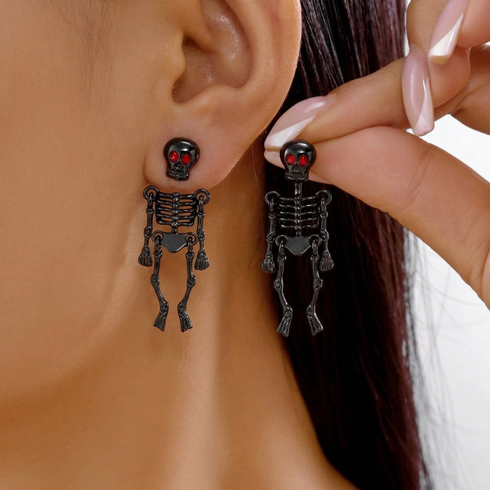 Wholesale Skeleton Skull Earrings Alloy Silver Plated Fashion Accessory