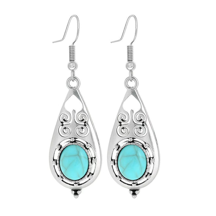 Wholesale Beach Vacation Geometric Alloy Earrings with Turquoise Acrylic Fashion Jewelry MOQ≥2