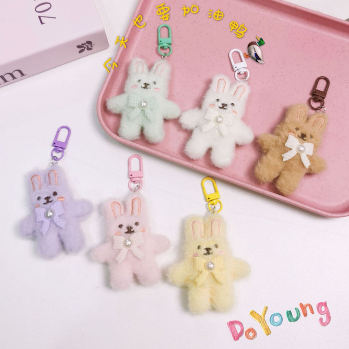 Wholesale Cartoon Plush Bunny Door Buckle Key Chain Cute Rabbit Backpack School Bag Student Gift Pendant