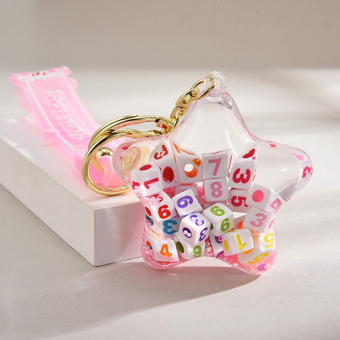Wholesale Acrylic Oil-Filled,  Flowing Glitter Starfish Keychain