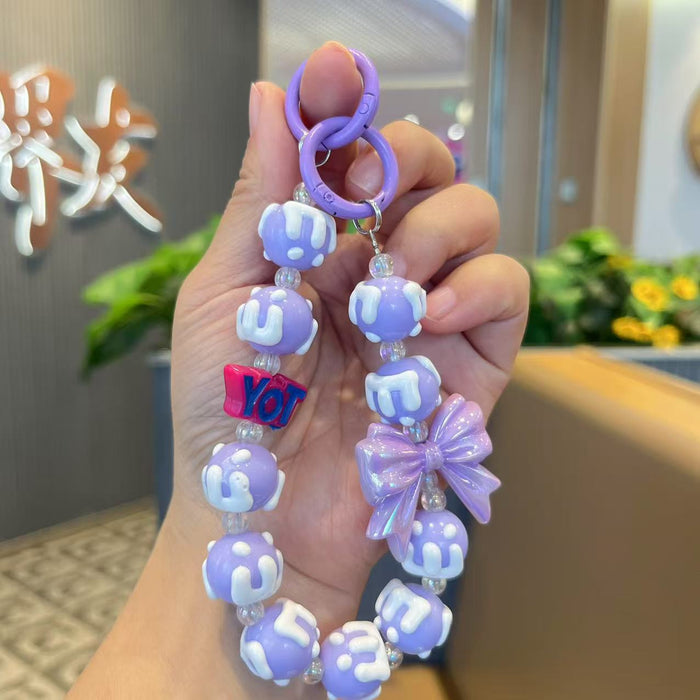 Wholesale Handmade bead painted bow, mobile phone chain pendant, letter bag pendant, hanging decoration