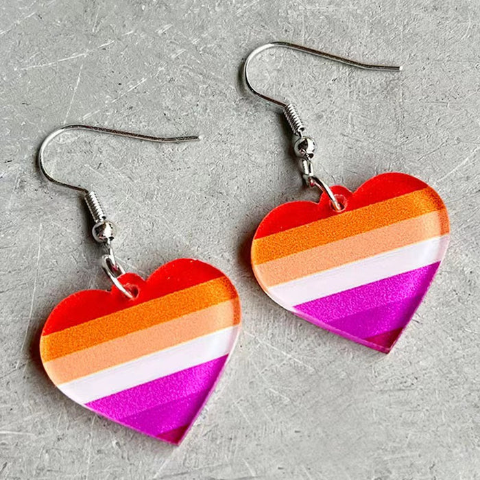 Wholesale Rainbow Geometric Simple Multicolor Heart Shaped Acrylic Earrings JDC-ES-WenT027