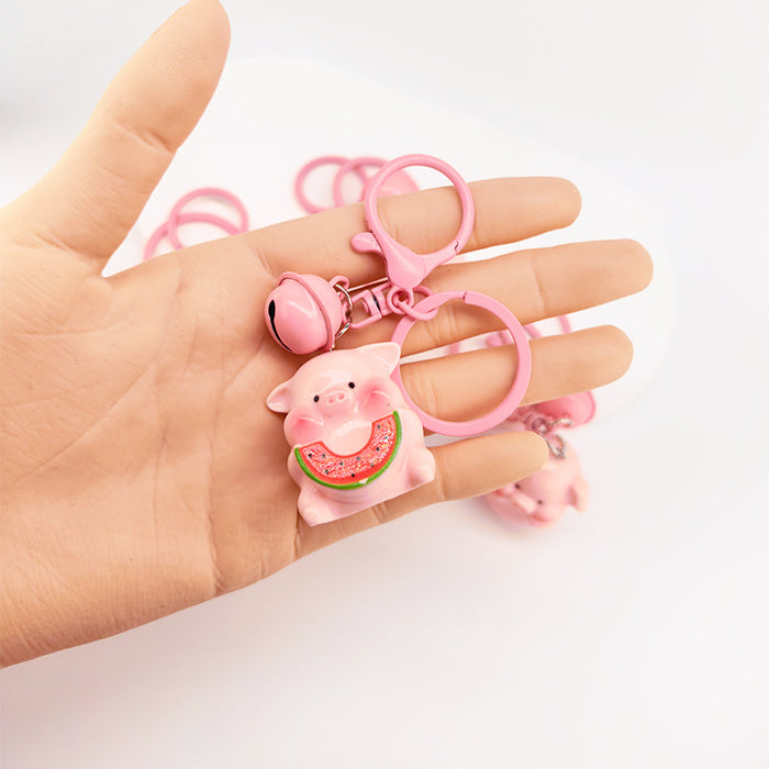 Wholesale Cute three-dimensional super cute bell pig keychain pendant backpack decoration pendant couple
