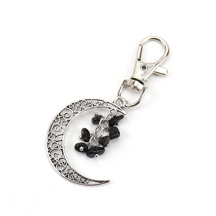 Wholesale Moon Crushed Stone Grape Skewer Natural Crystal Raw Stone Keychain Keychain K42 JDC-KC-HXu001