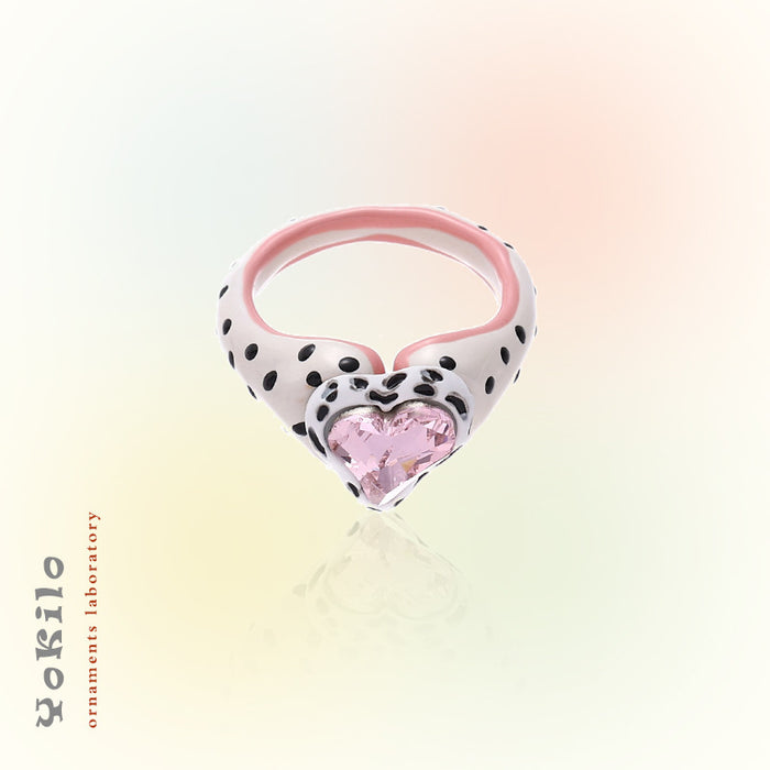 Wholesale Love shaped rhinestone ring