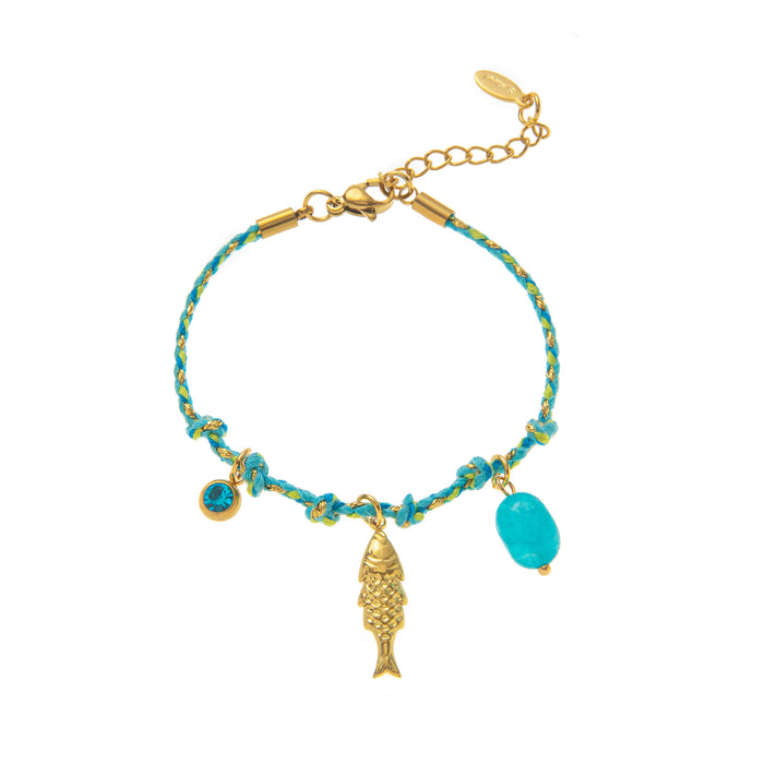 Wholesale Braided Rope Bracelet Sun Cherry Flower Fish Boots Bracelet Titanium Steel