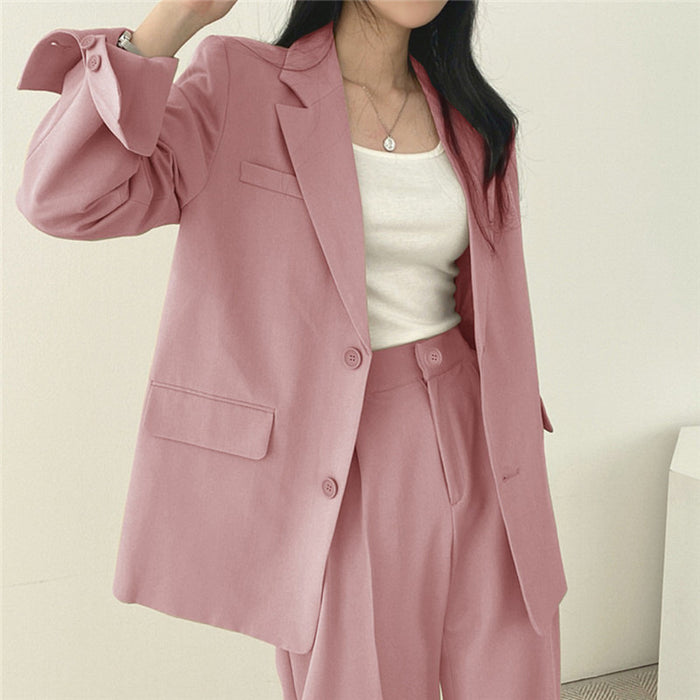 Wholesale Pink Suit Jackets for Women in Spring and Autumn Small Suit Sets for Women with A Niche Design Sense JDC-CTS-ZX004