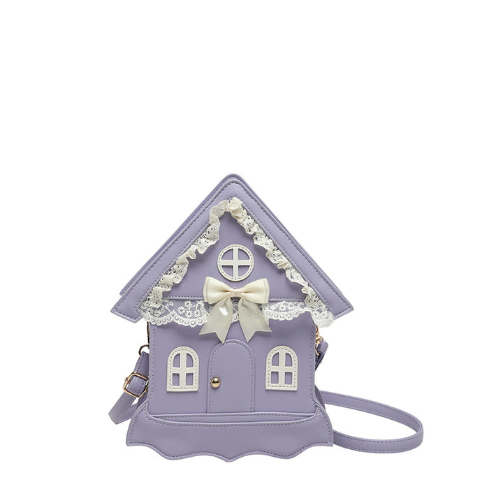 Wholesale Trendy Lolita HouseShaped Bag Pink PU Pearl Chain Crossbody bag Fashion Accessory for Gift
