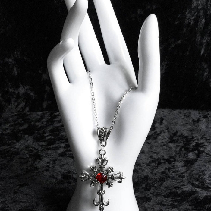 Wholesale Vintage Ruby Cross Necklace Fashion Pendant Necklace
