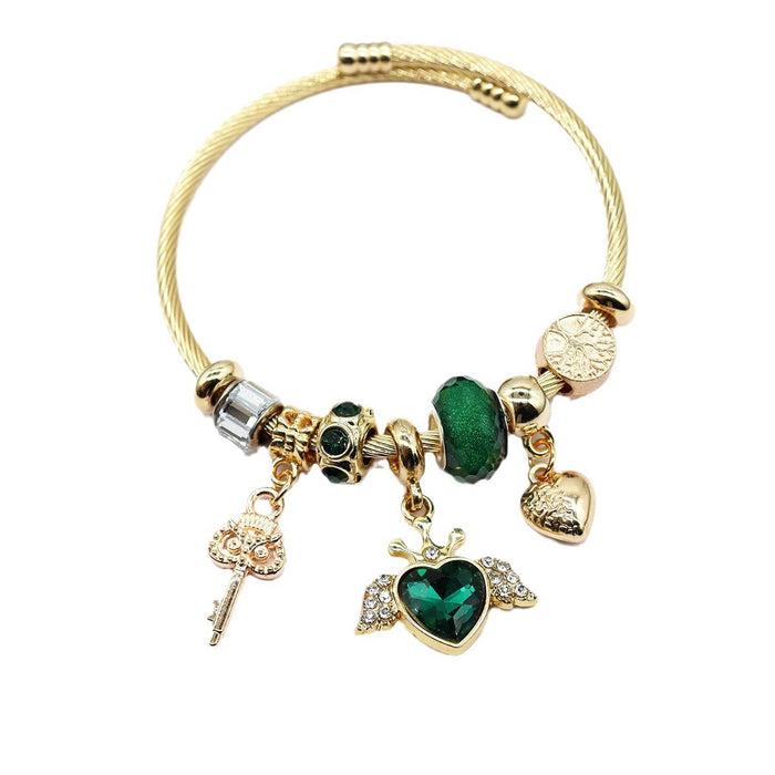 Wholesale Gold and Silver Life Tree Angel Wings Love Key Adjustable Bracelet