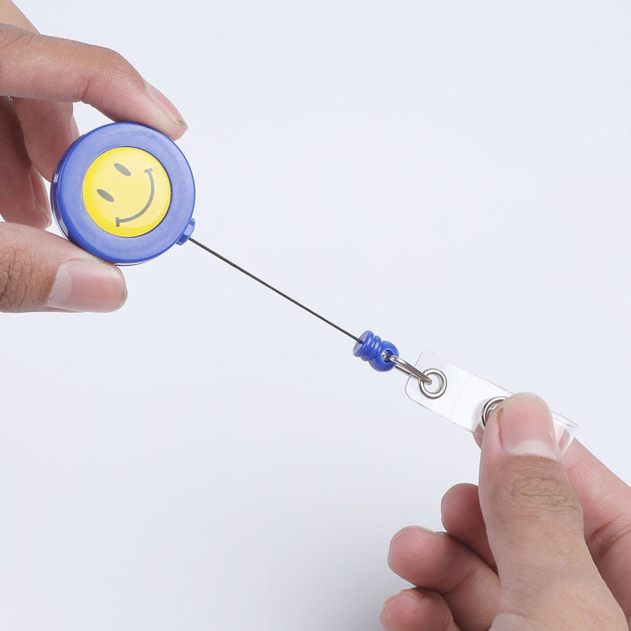 Wholesale Smiley face pull buckle retractable buckle Badge Reels Keychains