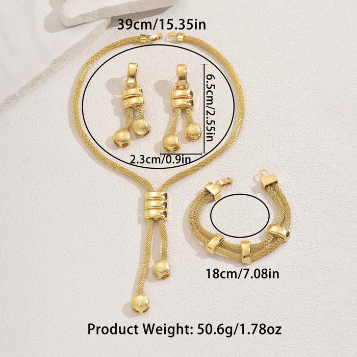 Wholesale New European and American Style Women's Jewelry suit 18k Electroplated Long Necklace Geometric Tassel Earrings All-match Bracelet Women