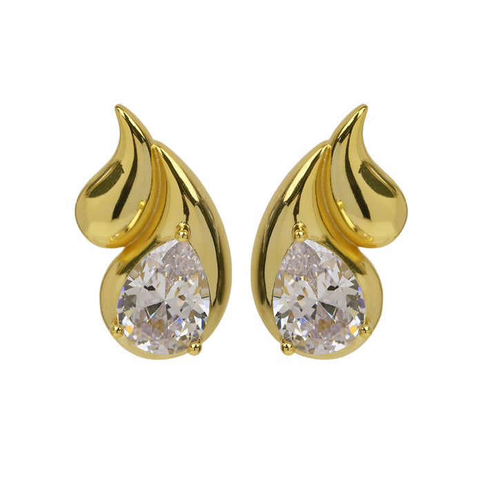 Wholesale  geometry earrings  18K gold large zircon brass water drop earrings