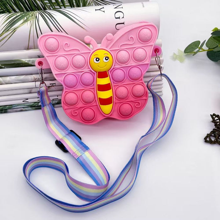 Wholesale Cartoon Butterfly Decompression Silicone Bag Children' s wallet