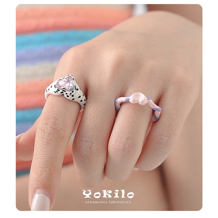 Wholesale Love shaped rhinestone ring