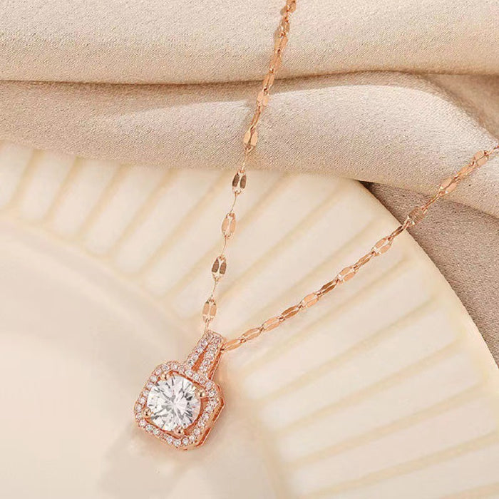 Wholesale Necklace zircon necklace titanium steel necklace women's silver fashionable temperament versatile collarbone chain jewelry