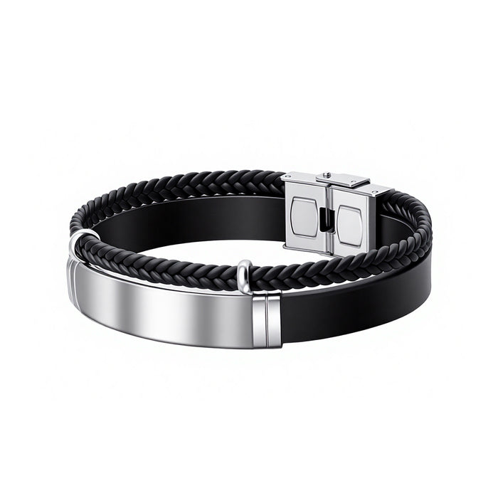 Wholesale Twist Woven Leather Stainless Steel Bracelet Fashion Accessory
