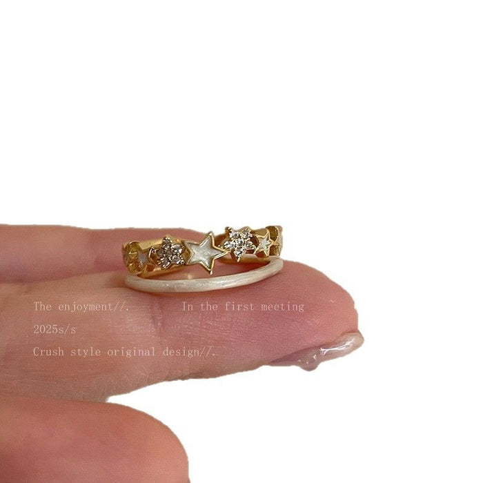 Wholesale Shell double-layer ring, new minimalist and niche design, index finger ring, light luxury and high-end ring