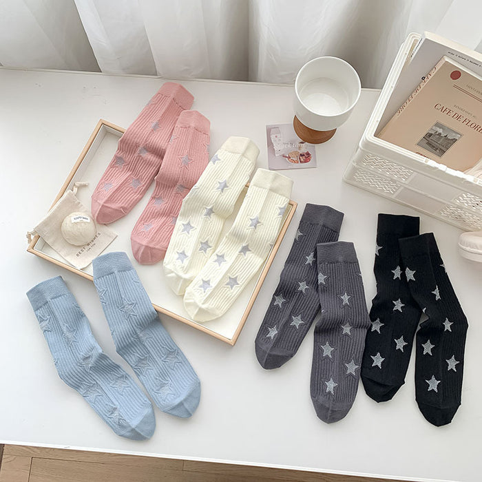 Wholesale Boneless socks, fashionable mid tube socks, trendy street star socks, cotton socks