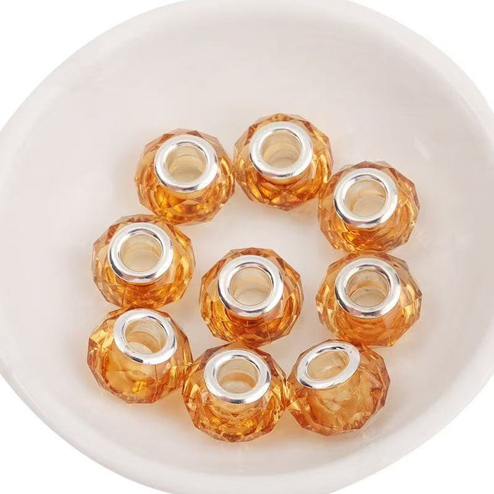 Wholesale spacer Faceted Wheel Plastic Beads Large Hole DIY Jewelry Craft Supply MOQ≥10