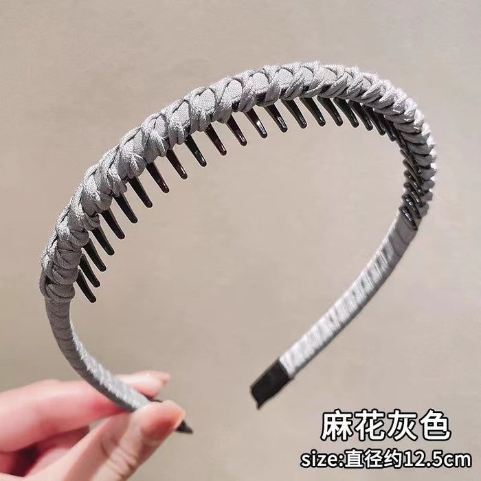 Wholesale Toothed anti slip face washing headband seamless braided hairband for controlling stray hairs