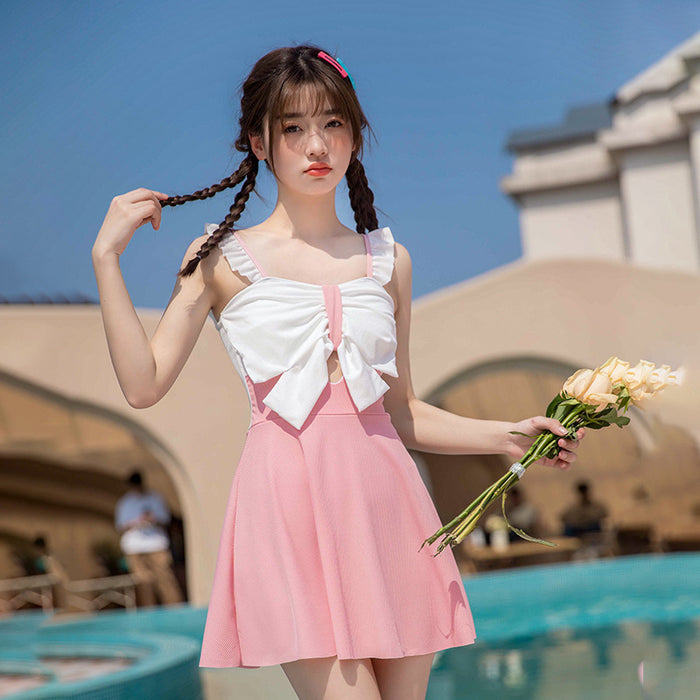 Wholesale New cute camisole student swimsuit for girls, middle-aged and young children, one-piece skirt style hot spring vacation swimsuit