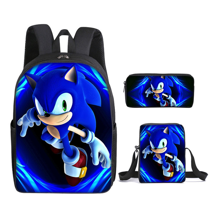 Wholesale SONIC Primary School Student Backpack Three-piece Set Anime Cartoon Backpack Shoulder Bag Pencil Case JDC-BP-Shangl006