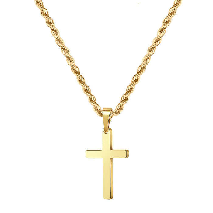 Wholesale Cross stainless steel necklace, personalized and versatile, double-layer stacked chain