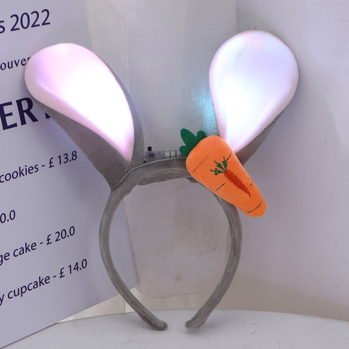 Wholesale 12PCS Plastic LED Carrot Cartoon Rabbit Ear Glow Hair Hoop JDC-HD-MeiY008