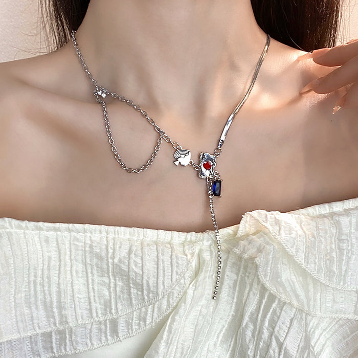 Wholesale Niche necklace design, patchwork necklace, versatile and high-end, tassel collarbone chain