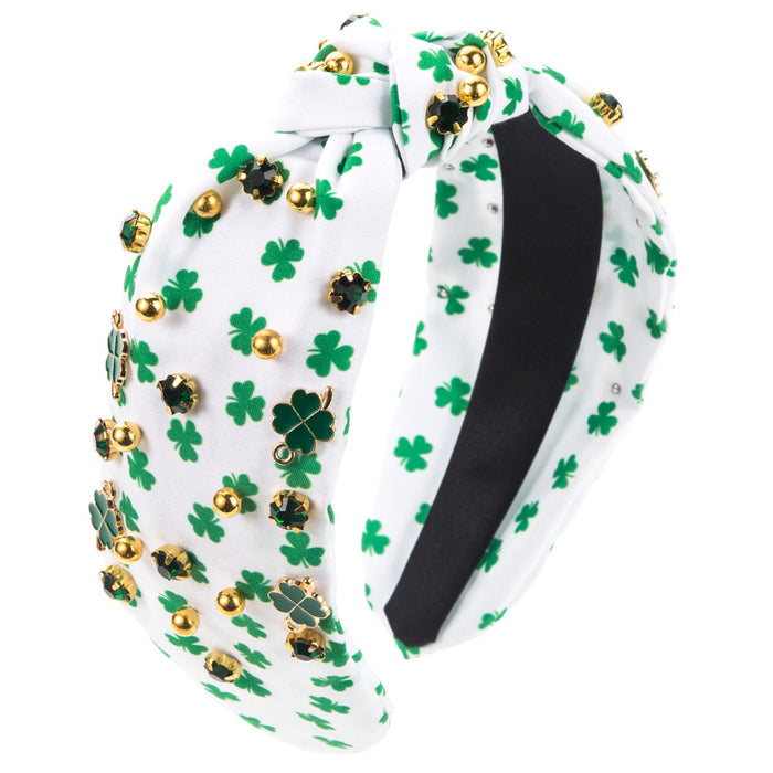 Wholesale St.  Patrick' s Day vintage classic green headband with rhinestones