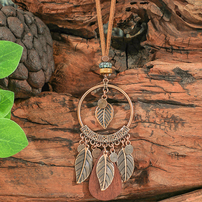 Wholesale Retro Bohemian Tassel Pendant Necklace Zinc Alloy Electroplated Geometric Pendant MOQ≥2