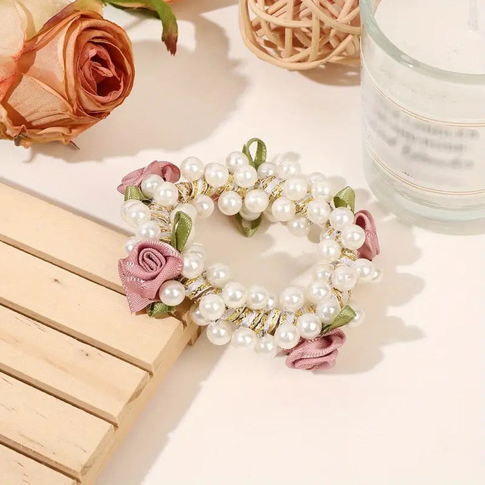 Wholesale Rose Pearl Hair Scrunchies JDC-HS-Zhenr001