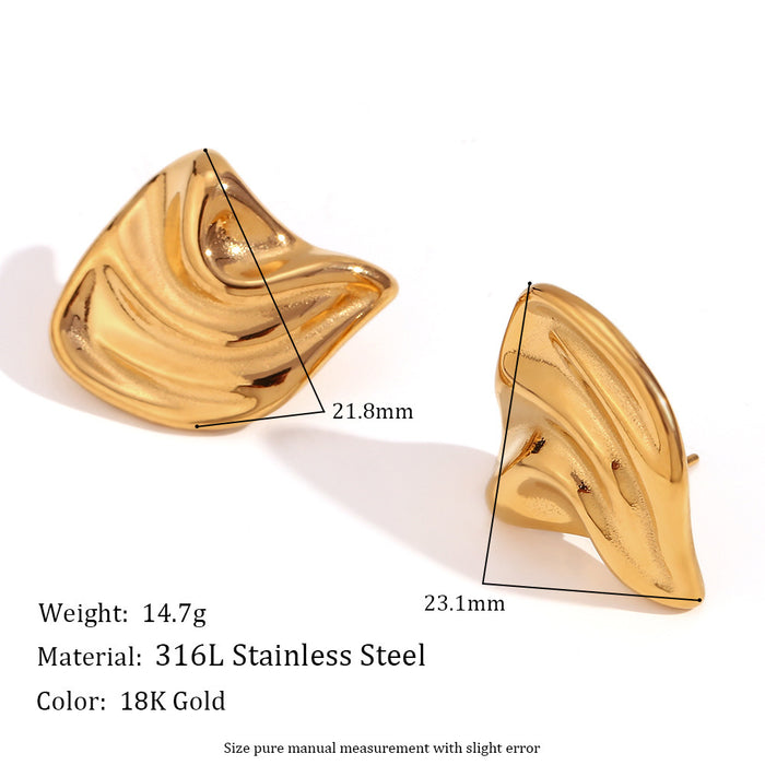 Wholesale Fashionable and versatile retro niche earrings made of stainless steel gold-plated irregular geometric heart-shaped earrings