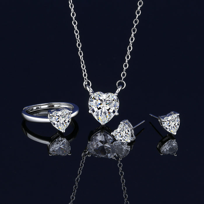 Wholesale Love heart crystal earrings,  necklace,  ring