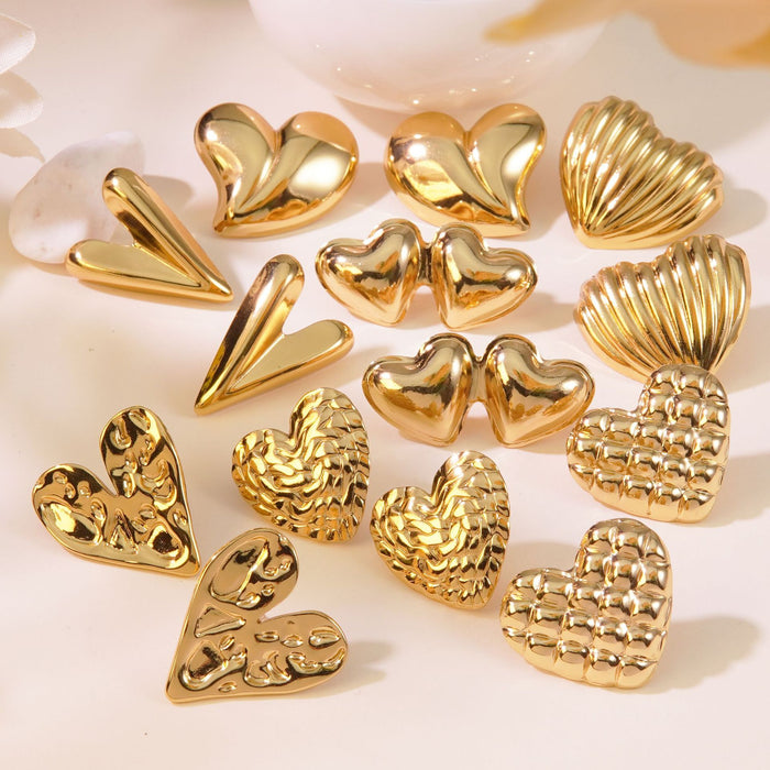 Wholesale Vintage Titanium Steel Heart Earrings JDC-ES-JW005